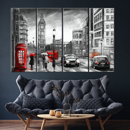 Red Cityscape Big Ben Canvas Print