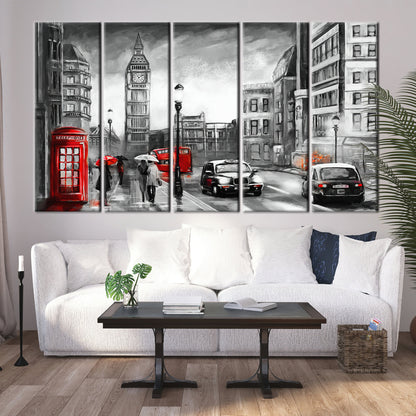Red Cityscape Big Ben Canvas Print