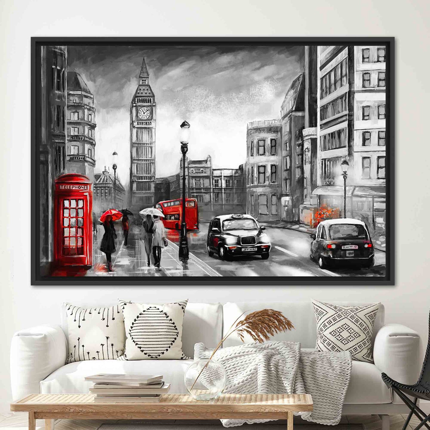 Red Cityscape Big Ben Canvas Print
