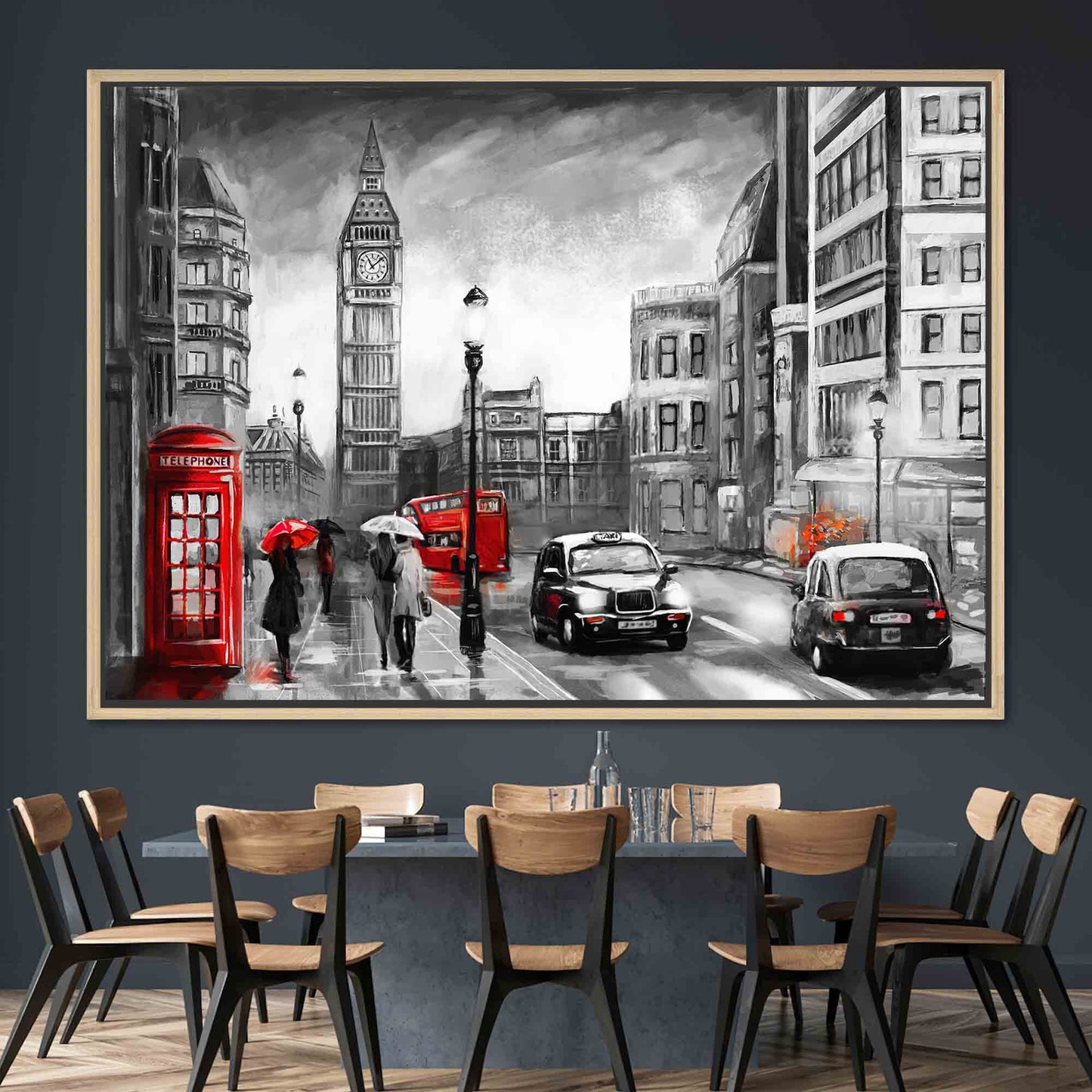 Red Cityscape Big Ben Canvas Print