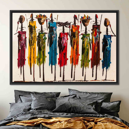 African Printed Ethnic Art Oil Painting Print People Art Canvas Masai Wall Art