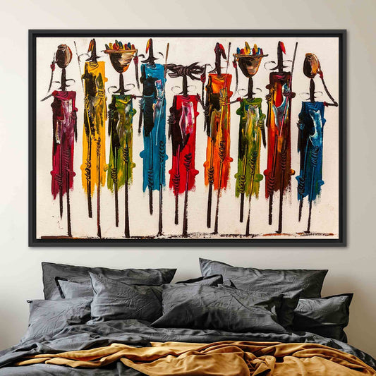 African Printed Ethnic Art Oil Painting Print People Art Canvas Masai Wall Art