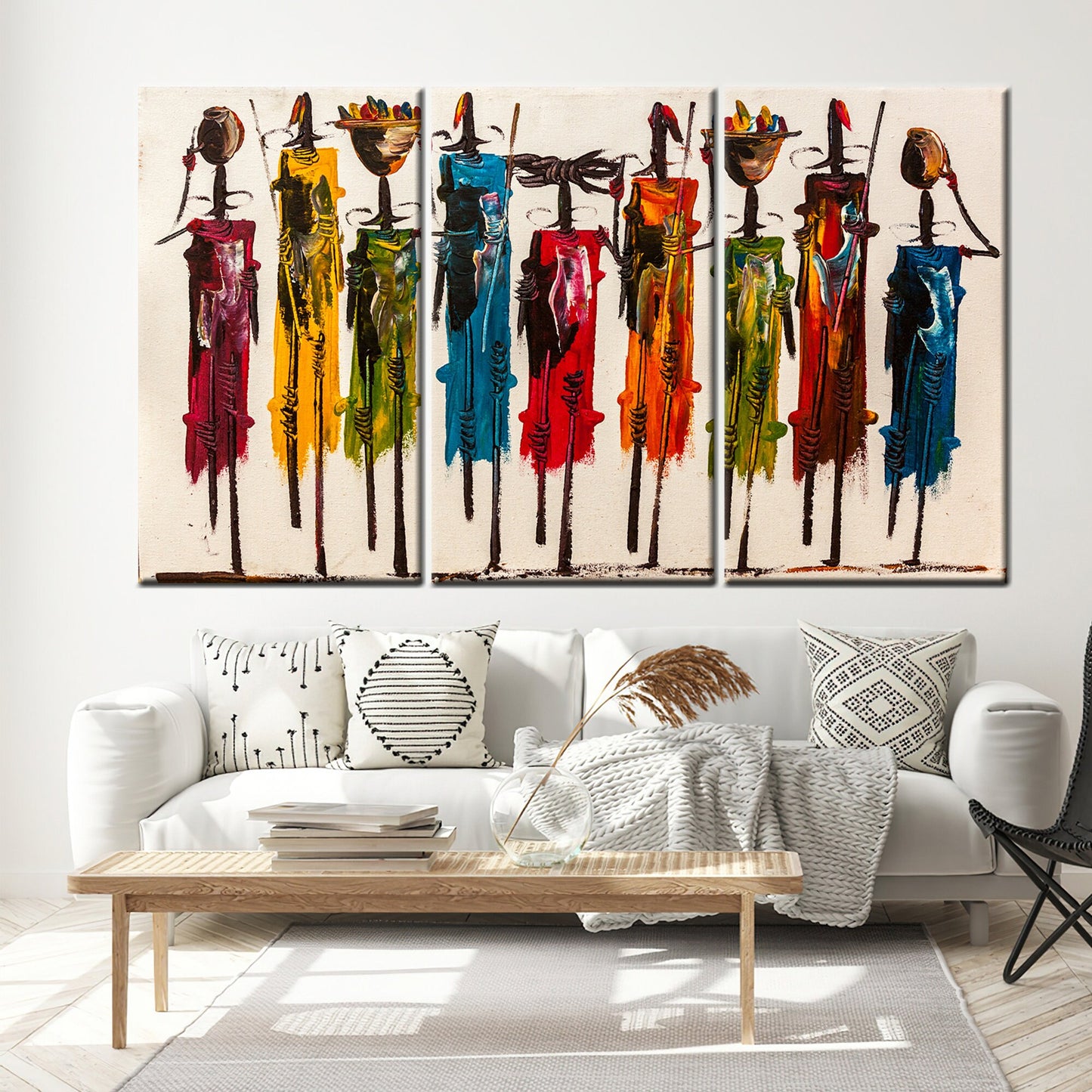 African Printed Ethnic Art Oil Painting Print People Art Canvas Masai Wall Art