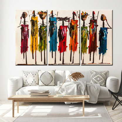 African Printed Ethnic Art Oil Painting Print People Art Canvas Masai Wall Art