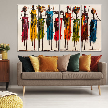 African Printed Ethnic Art Oil Painting Print People Art Canvas Masai Wall Art