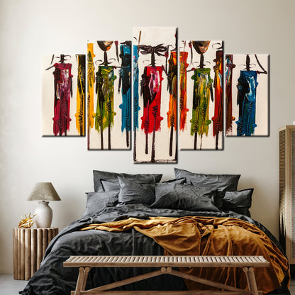 African Printed Ethnic Art Oil Painting Print People Art Canvas Masai Wall Art