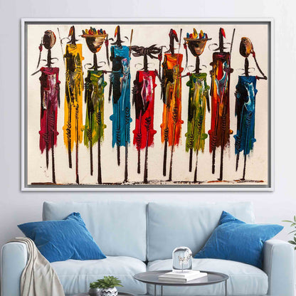 African Printed Ethnic Art Oil Painting Print People Art Canvas Masai Wall Art