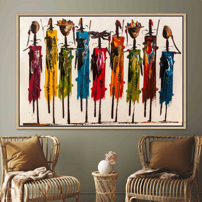 African Printed Ethnic Art Oil Painting Print People Art Canvas Masai Wall Art