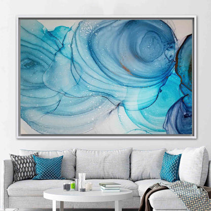 Blue Marble Abstract Alcohol Ink Canvas Print