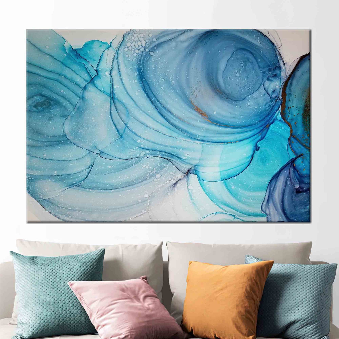 Blue Marble Abstract Alcohol Ink Canvas Print