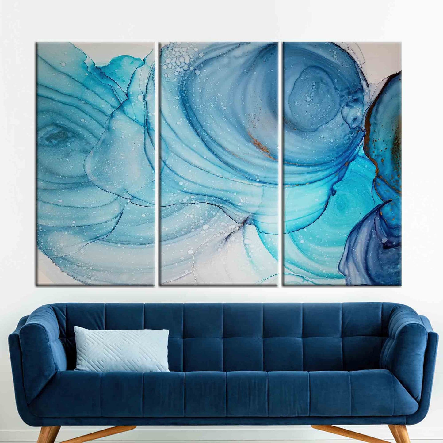 Blue Marble Abstract Alcohol Ink Canvas Print