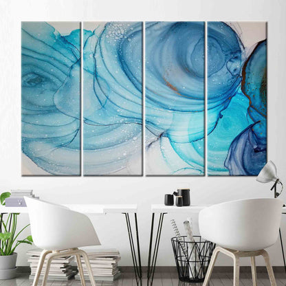 Blue Marble Abstract Alcohol Ink Canvas Print