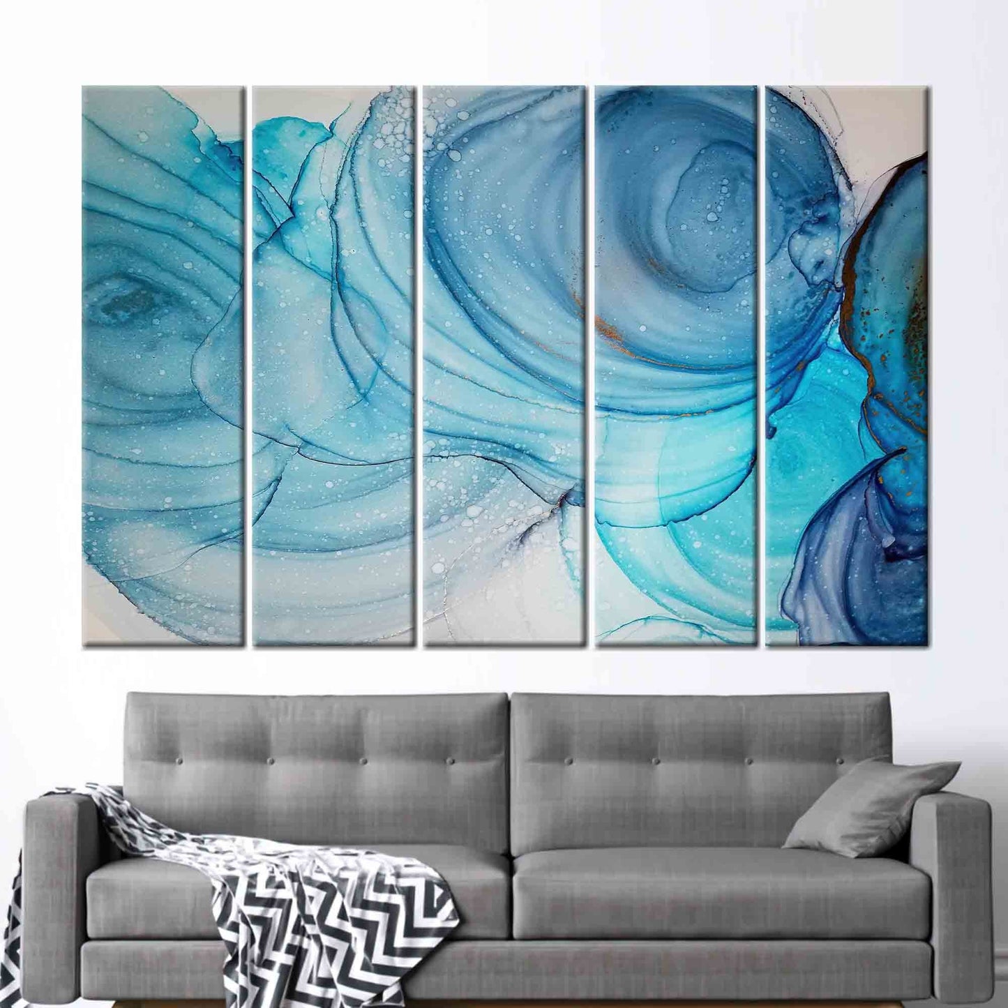 Blue Marble Abstract Alcohol Ink Canvas Print