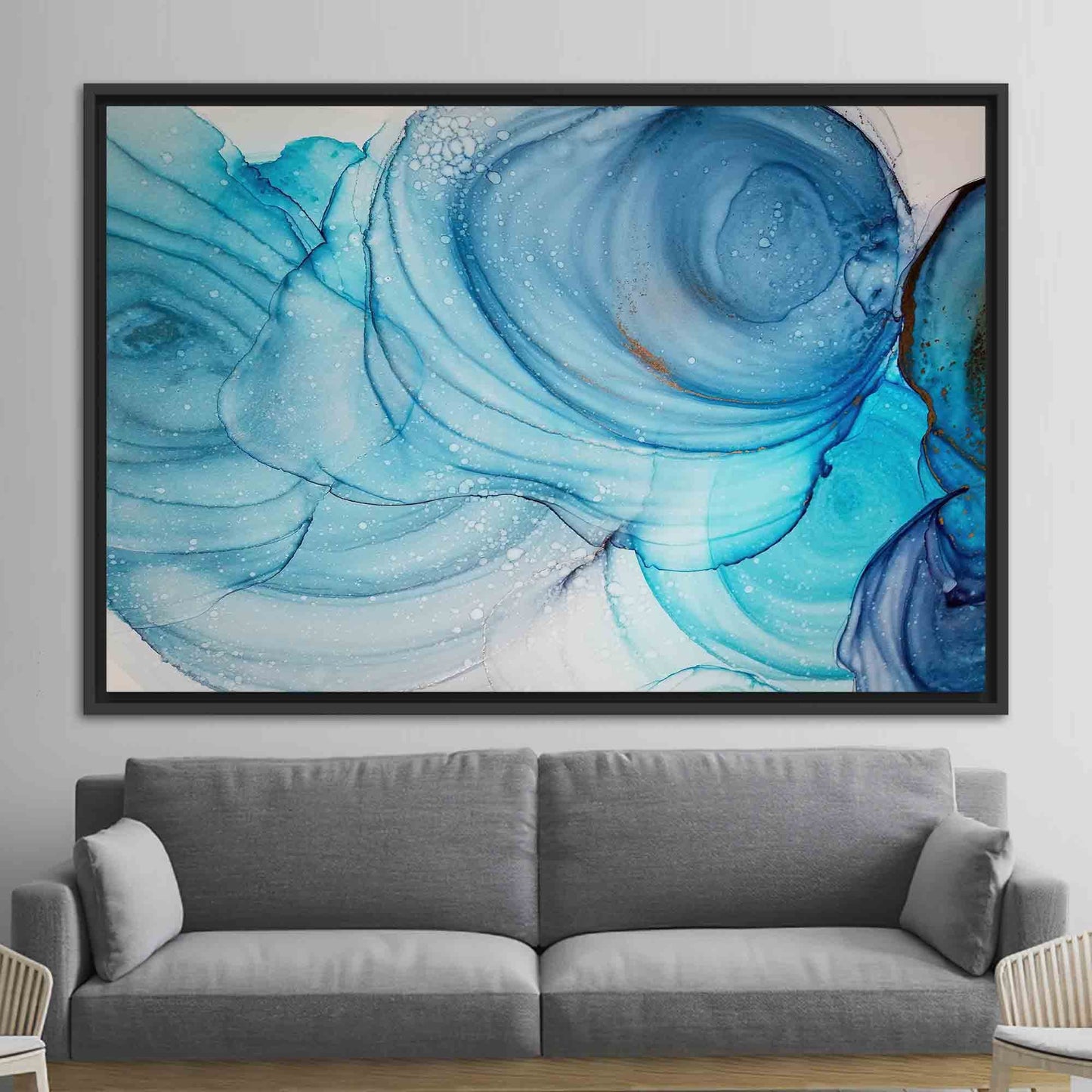 Blue Marble Abstract Alcohol Ink Canvas Print