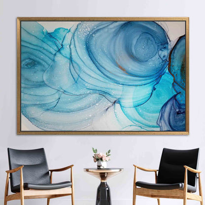 Blue Marble Abstract Alcohol Ink Canvas Print