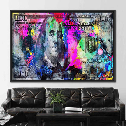 Colorful Dollar Benjamin Franklin Money Canvas Print