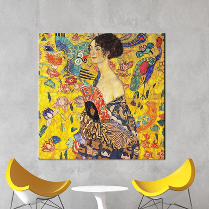 Gustav Klimt Lady Fan 3D Canvas Print