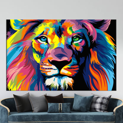 Colorful Lion Abstract Design Canvas Print