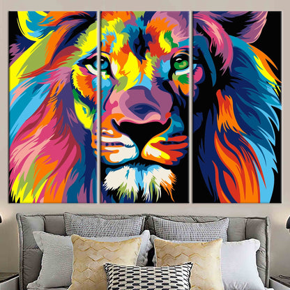 Colorful Lion Abstract Design Canvas Print