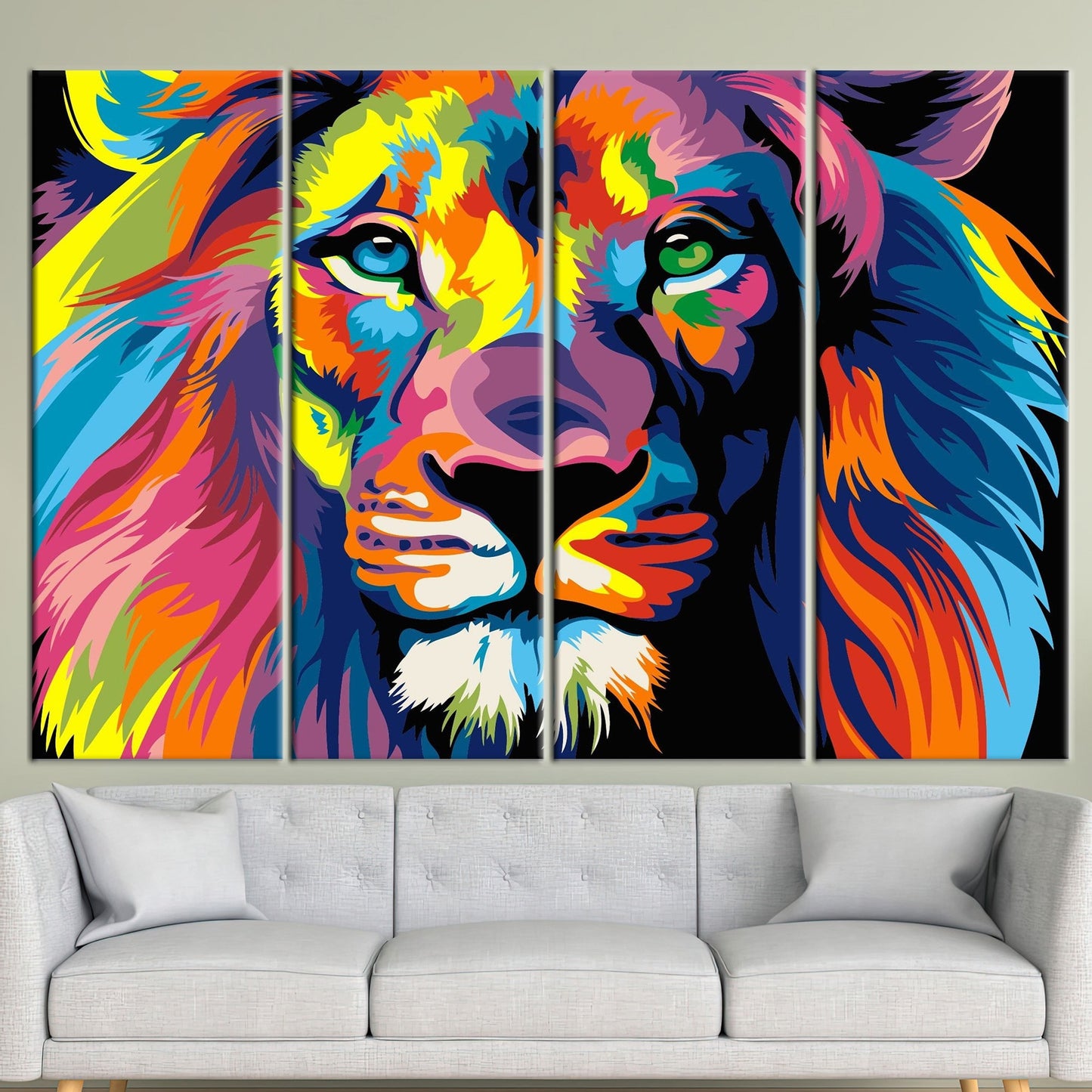 Colorful Lion Abstract Design Canvas Print