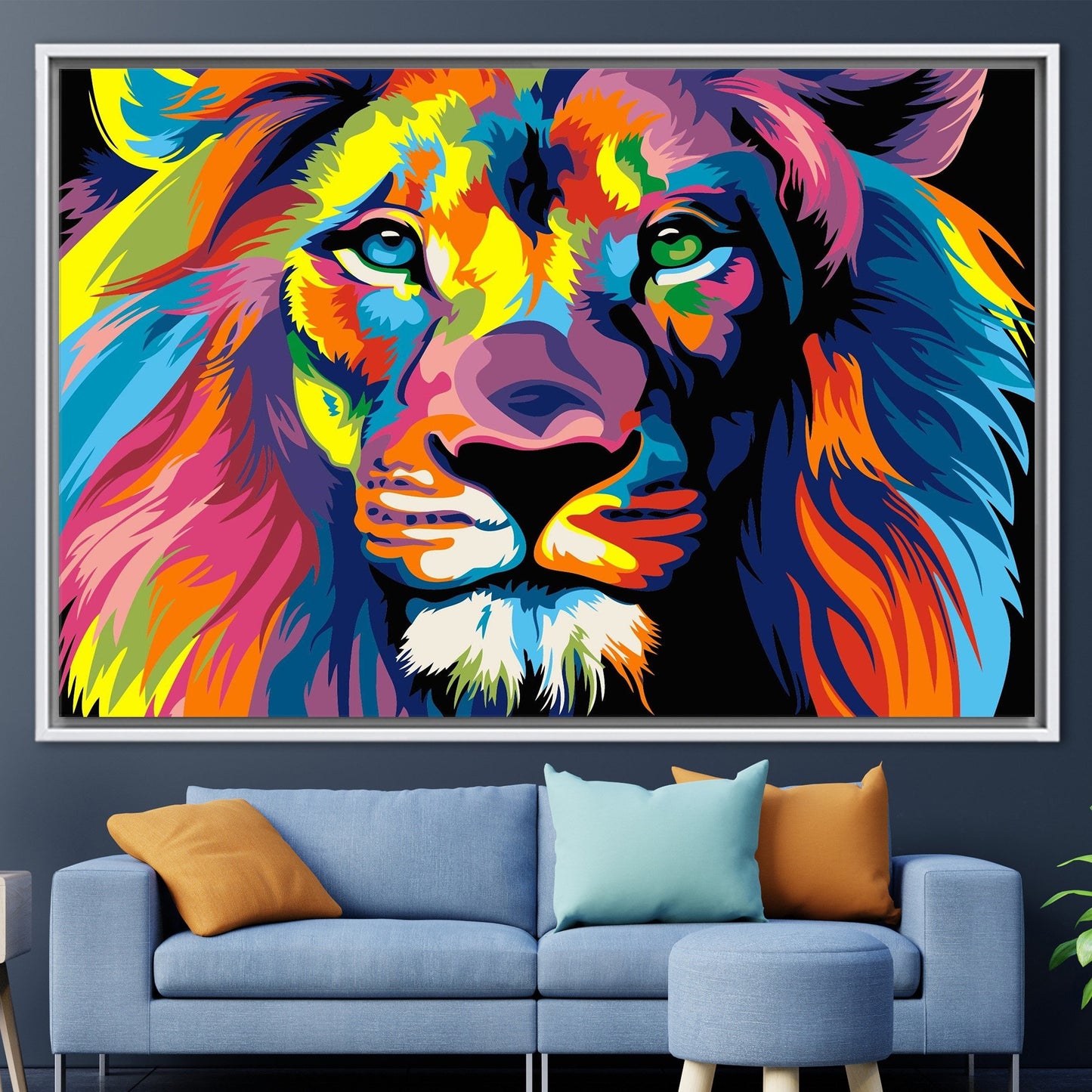 Colorful Lion Abstract Design Canvas Print