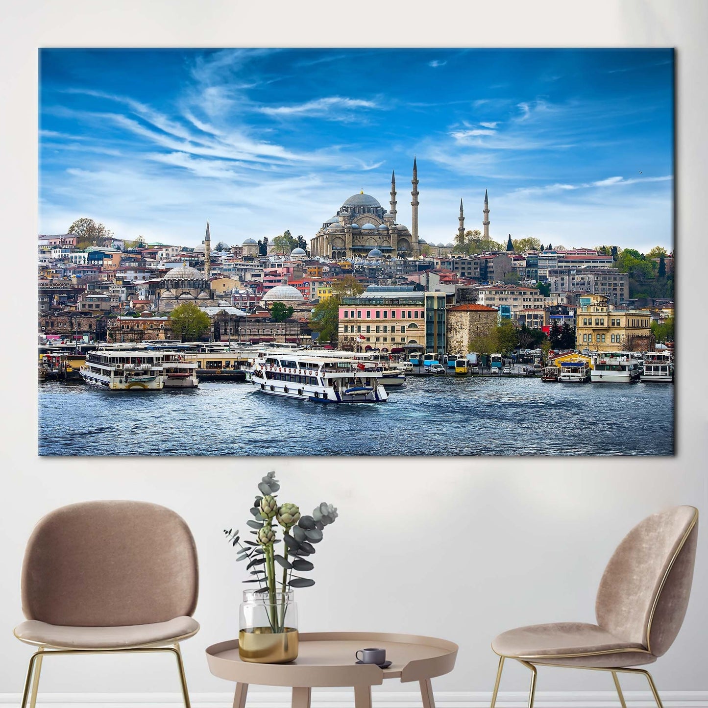 Istanbul Seascape Turkey Mosque Suleymaniye Canvas Print