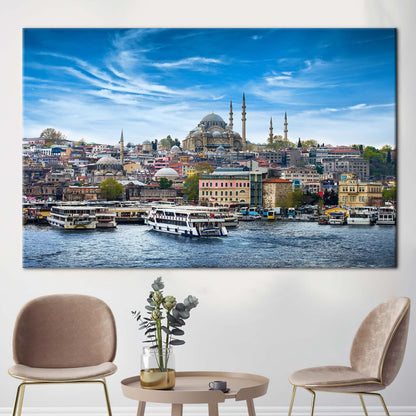 Istanbul Seascape Turkey Mosque Suleymaniye Canvas Print