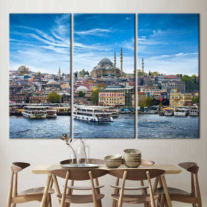 Istanbul Seascape Turkey Mosque Suleymaniye Canvas Print