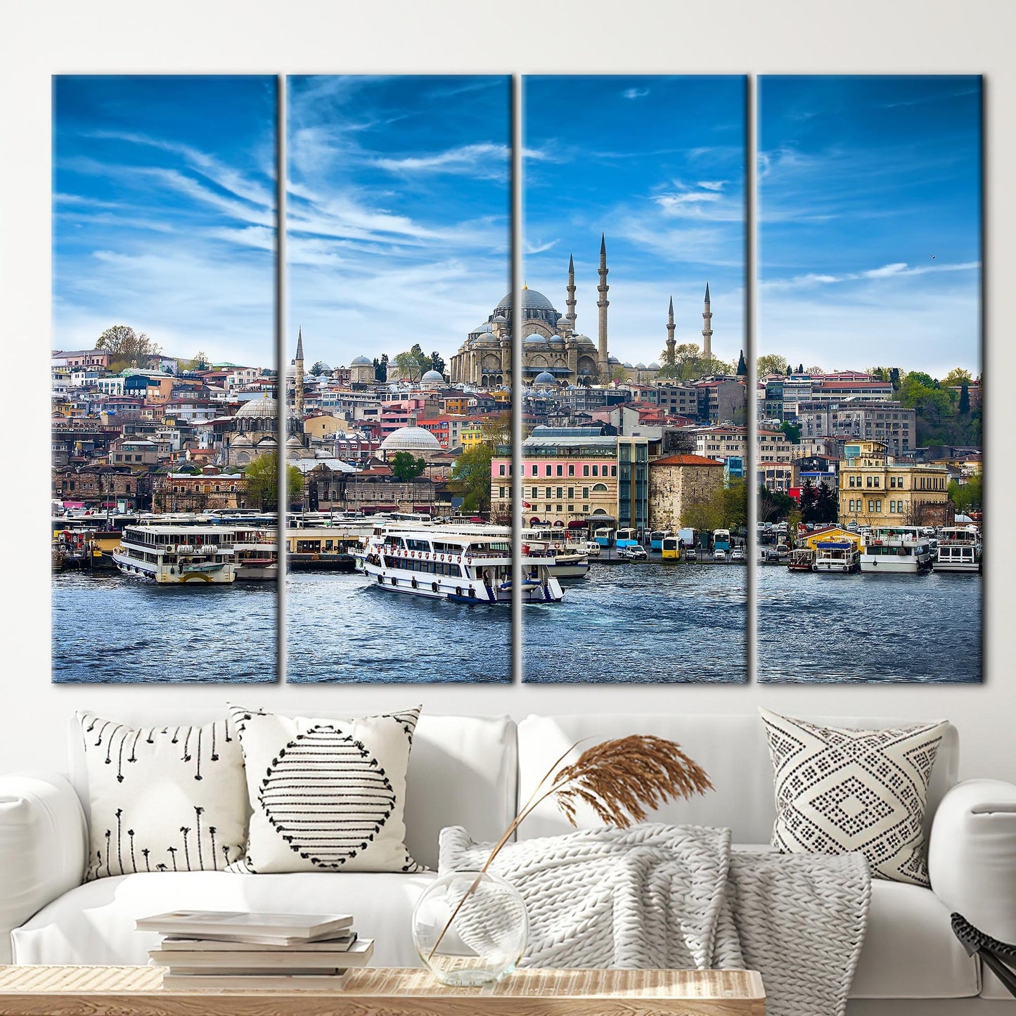 Istanbul Seascape Turkey Mosque Suleymaniye Canvas Print