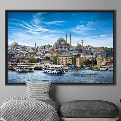 Istanbul Seascape Turkey Mosque Suleymaniye Canvas Print
