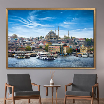 Istanbul Seascape Turkey Mosque Suleymaniye Canvas Print