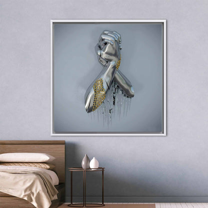 3D Metallic Hand Silver Canvas Print