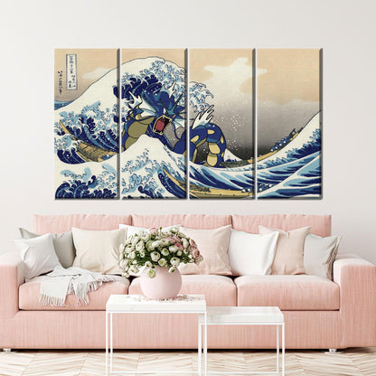 Gyarados Wave Great Japanese Mashup Canvas Print