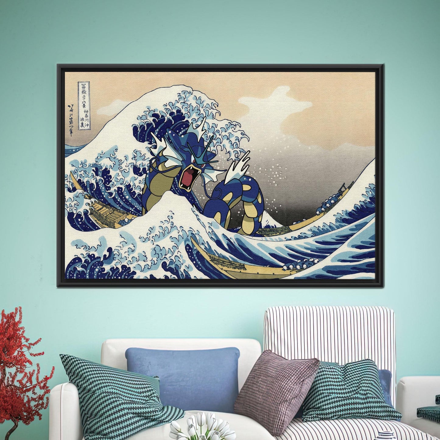 Gyarados Wave Great Japanese Mashup Canvas Print