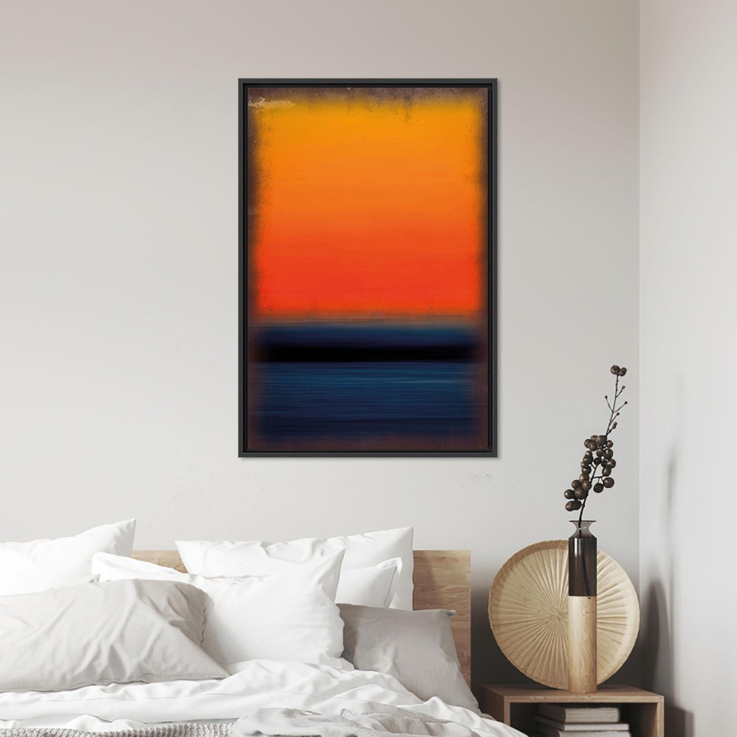 Blue Sunset Horizon Bold Orange Canvas Print