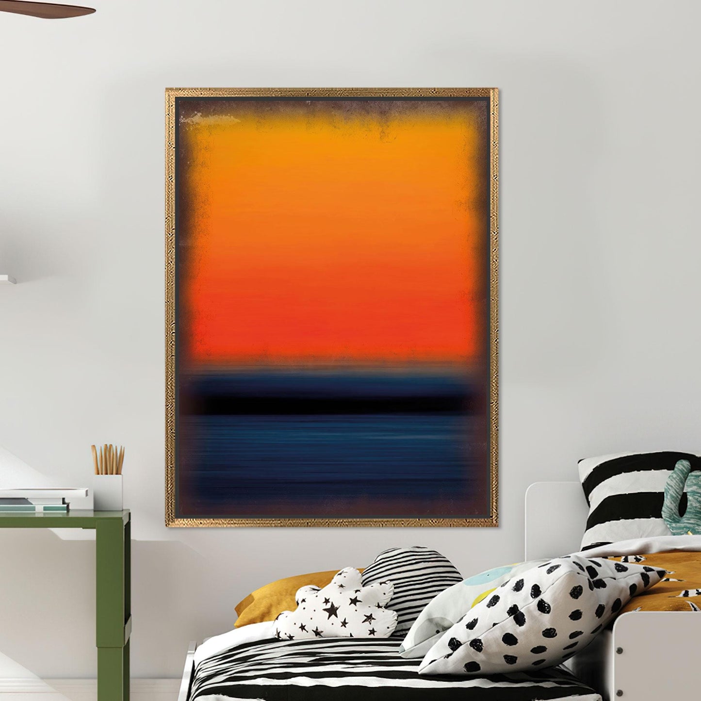 Blue Sunset Horizon Bold Orange Canvas Print