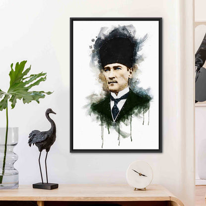 Ataturk Art Canvas Print - Watercolor Poster Turkish Wall Decor, Motivational Office Art