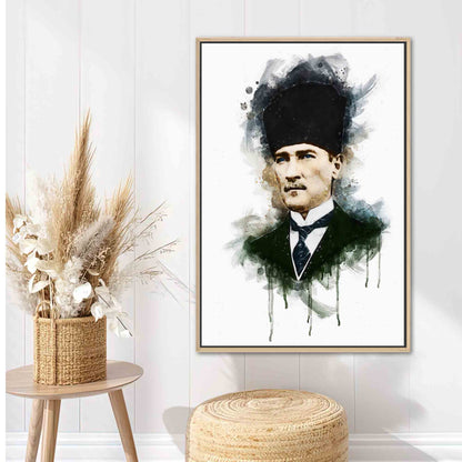 Ataturk Art Canvas Print - Watercolor Poster Turkish Wall Decor, Motivational Office Art
