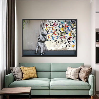 Banksy Butterfly Vibrant Graffiti 3D Canvas Print