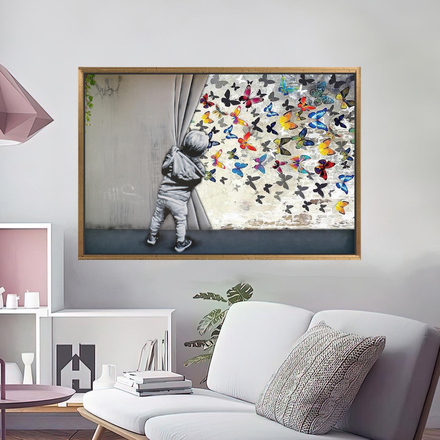Banksy Butterfly Vibrant Graffiti 3D Canvas Print