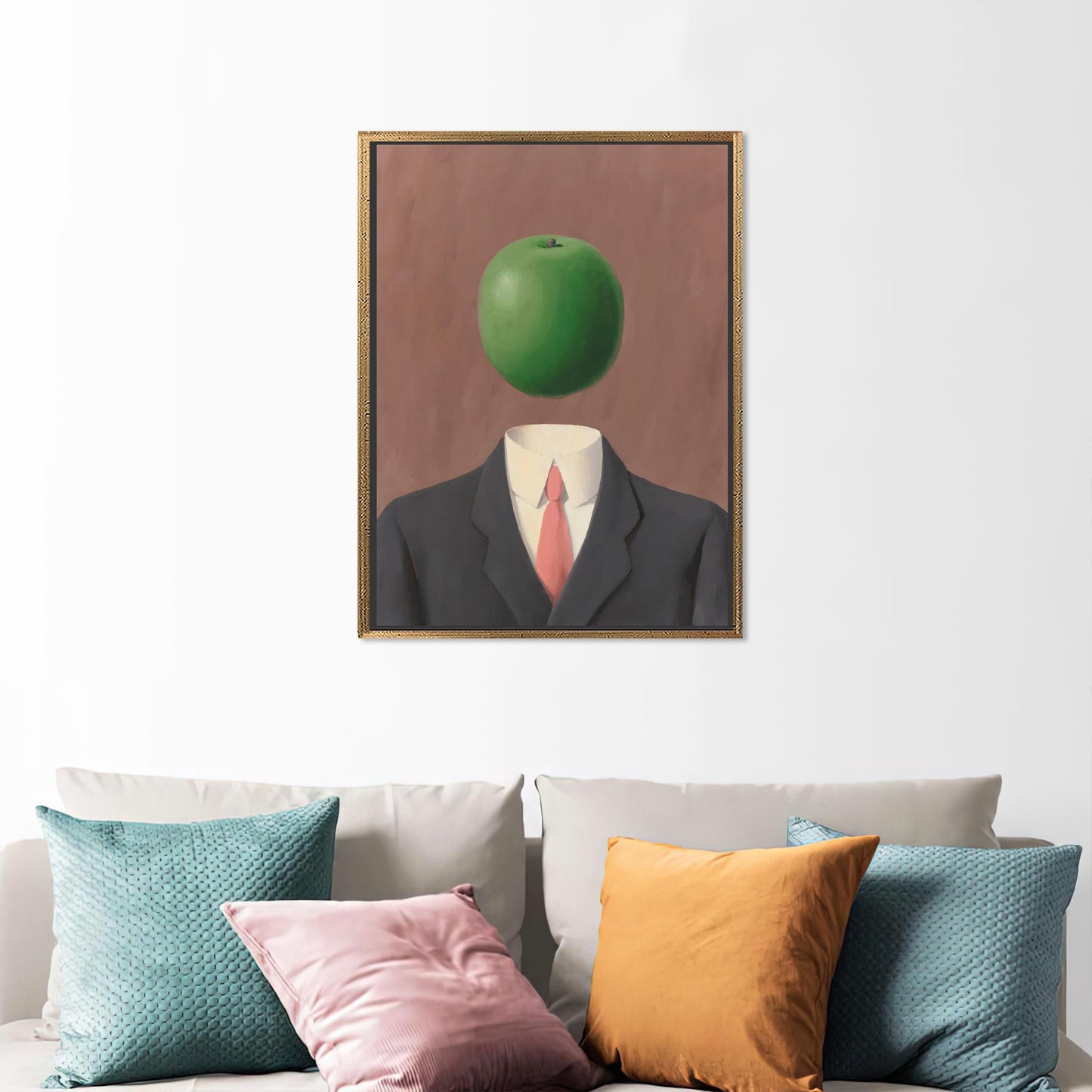 Abstract Man with Apple Head Canvas Art Print - Modern Home Decor