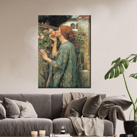 Elegant Woman Canvas Print: Bedroom Decor Art with John William Waterhouse Wall Hanging