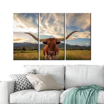 Longhorn Cow Handmade Farm 3D Canvas Print