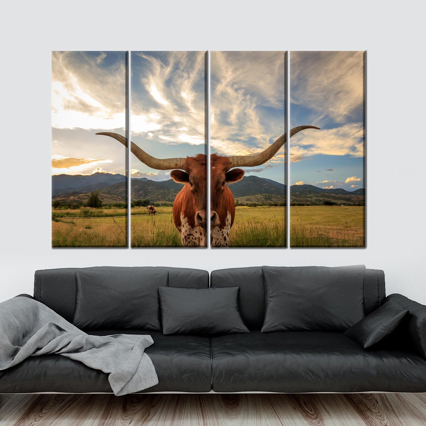 Longhorn Cow Handmade Farm 3D Canvas Print