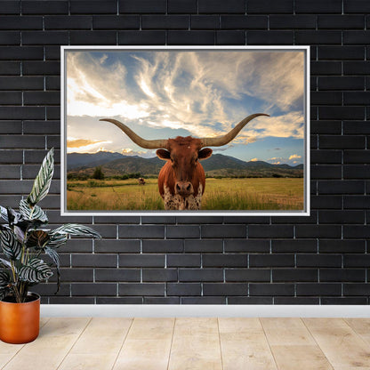 Longhorn Cow Handmade Farm 3D Canvas Print