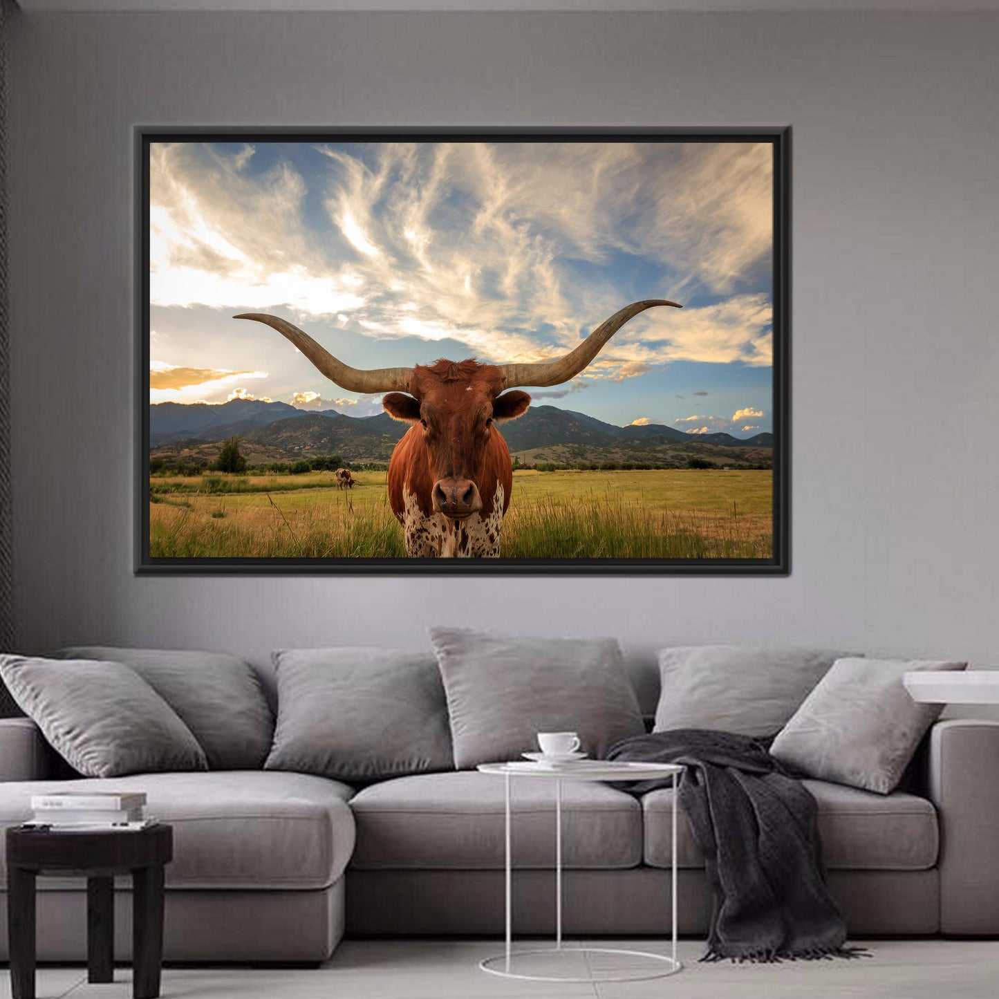 Longhorn Cow Handmade Farm 3D Canvas Print