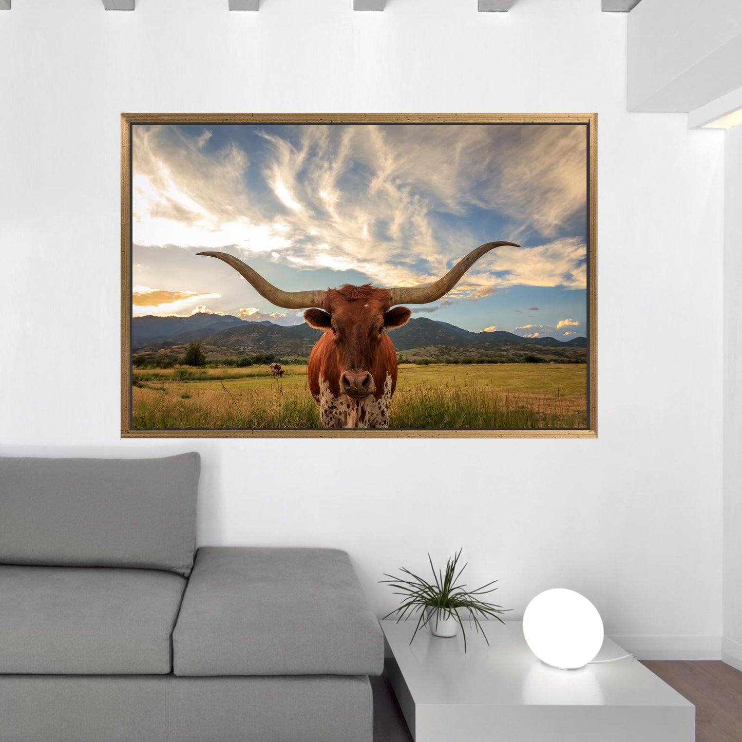 Longhorn Cow Handmade Farm 3D Canvas Print