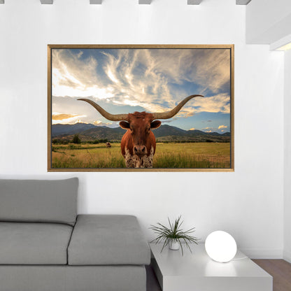 Longhorn Cow Handmade Farm 3D Canvas Print