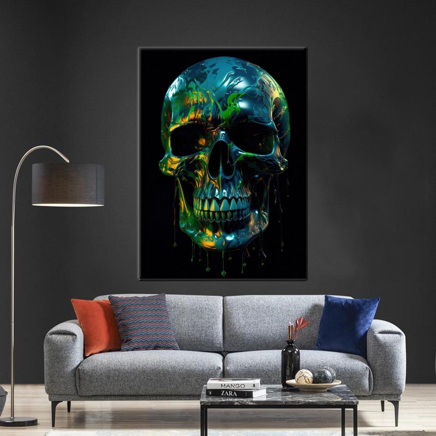 Colorful Skull Skeleton Box Canvas Print