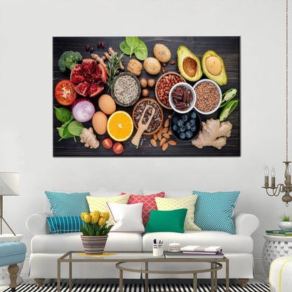Spice Fruits and Vegetables Theme Canvas Print